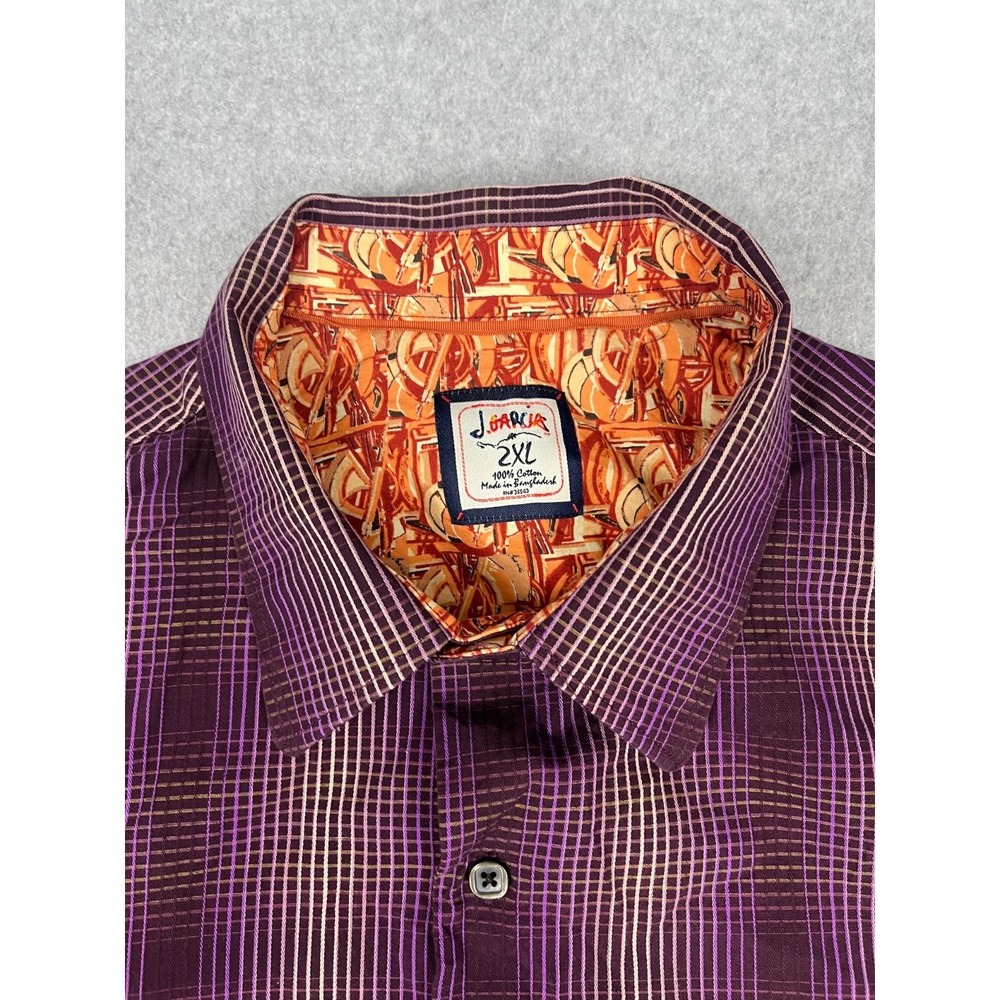 Jerry Garcia Shirt Mens 2XL Stripe Purple Plaid Long Sleeve Contrast Flip Cuff - Picture 4 of 8